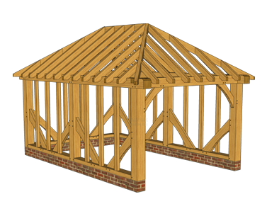 One Bay Oak Garage Kits cad design