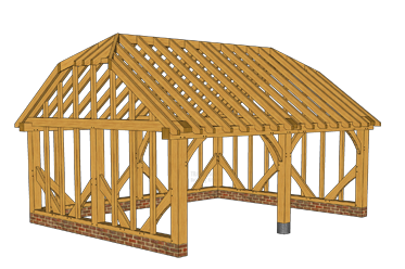 Two Bay Oak Garage Kits cad design